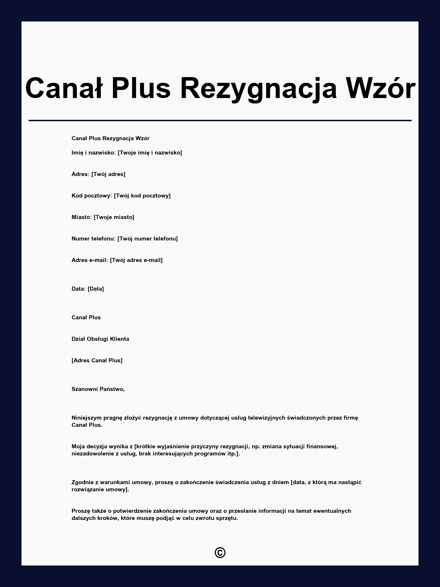 Canał Plus Rezygnacja Wzór