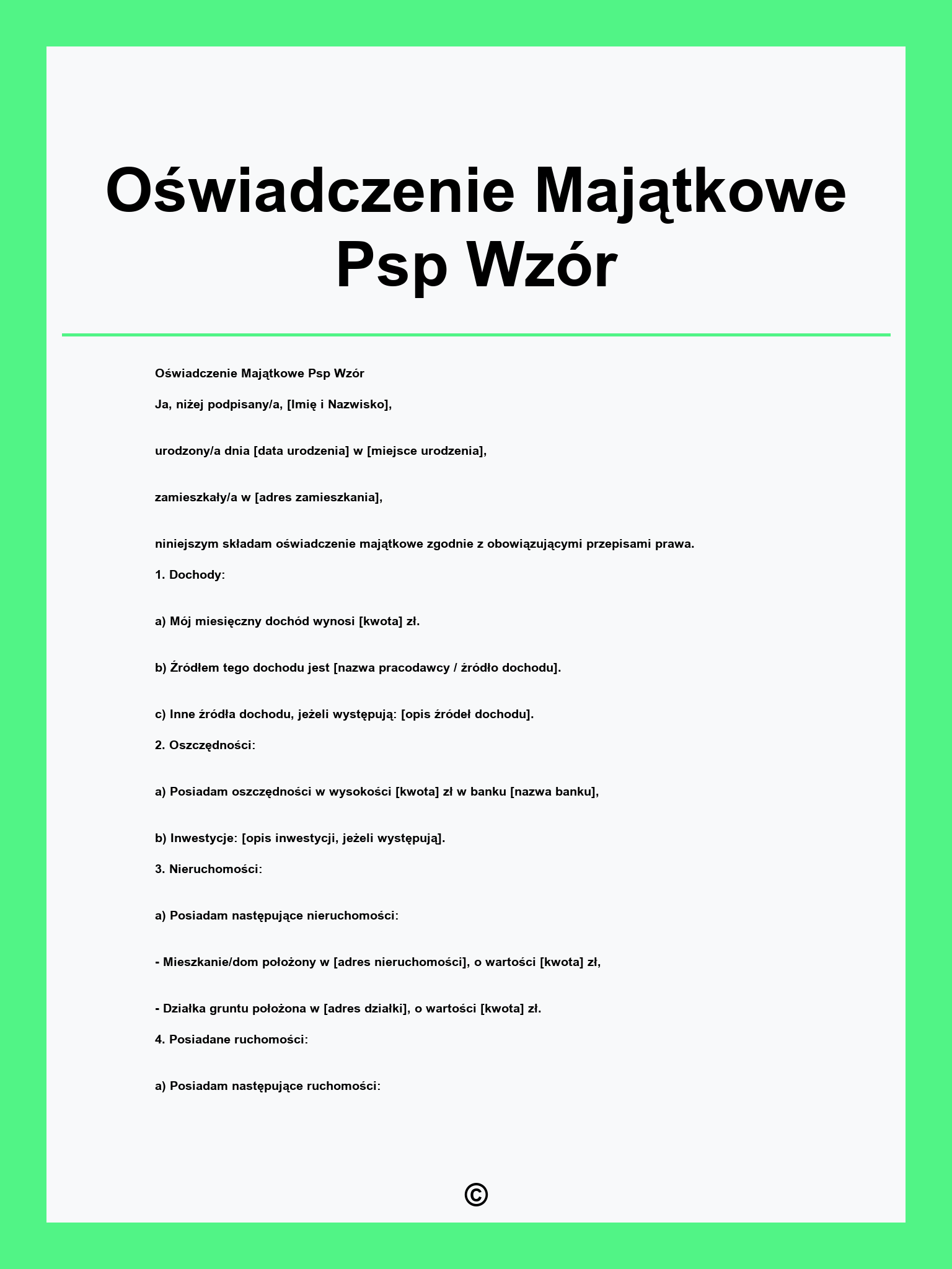 Oświadczenie Majątkowe Psp Wzór