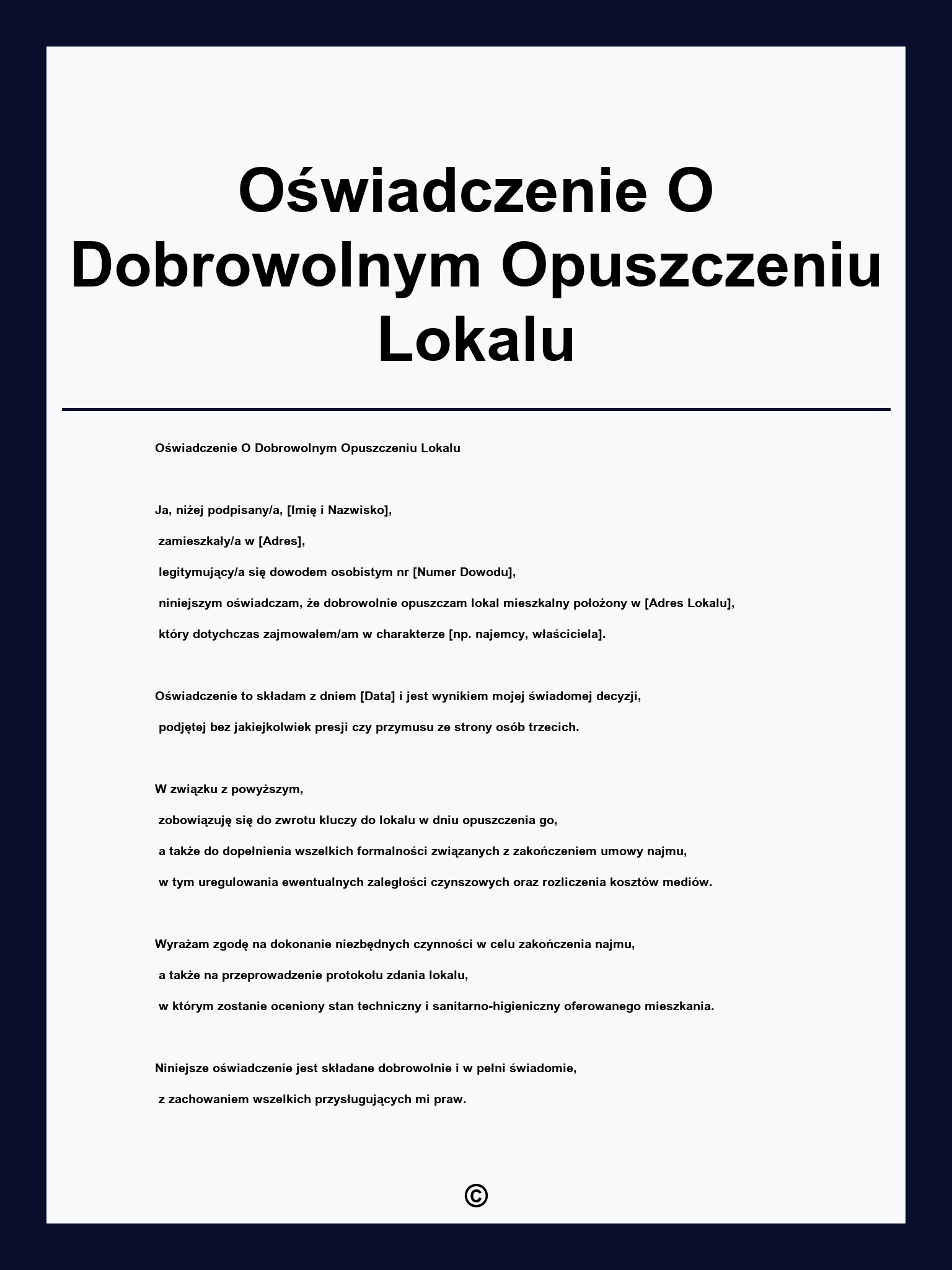 Oświadczenie O Dobrowolnym Opuszczeniu Lokalu