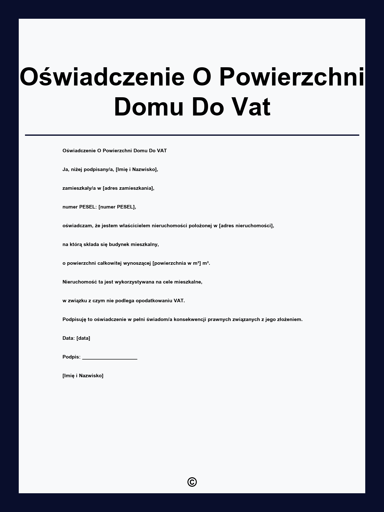 Oświadczenie O Powierzchni Domu Do Vat