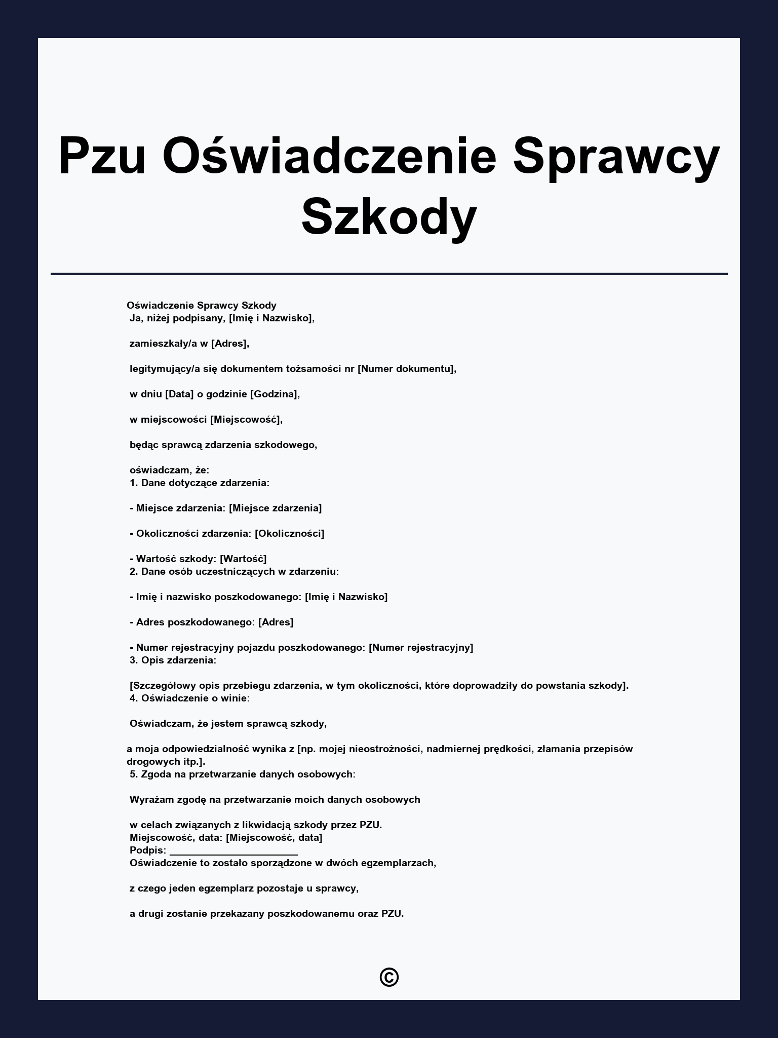 Pzu Oświadczenie Sprawcy Szkody