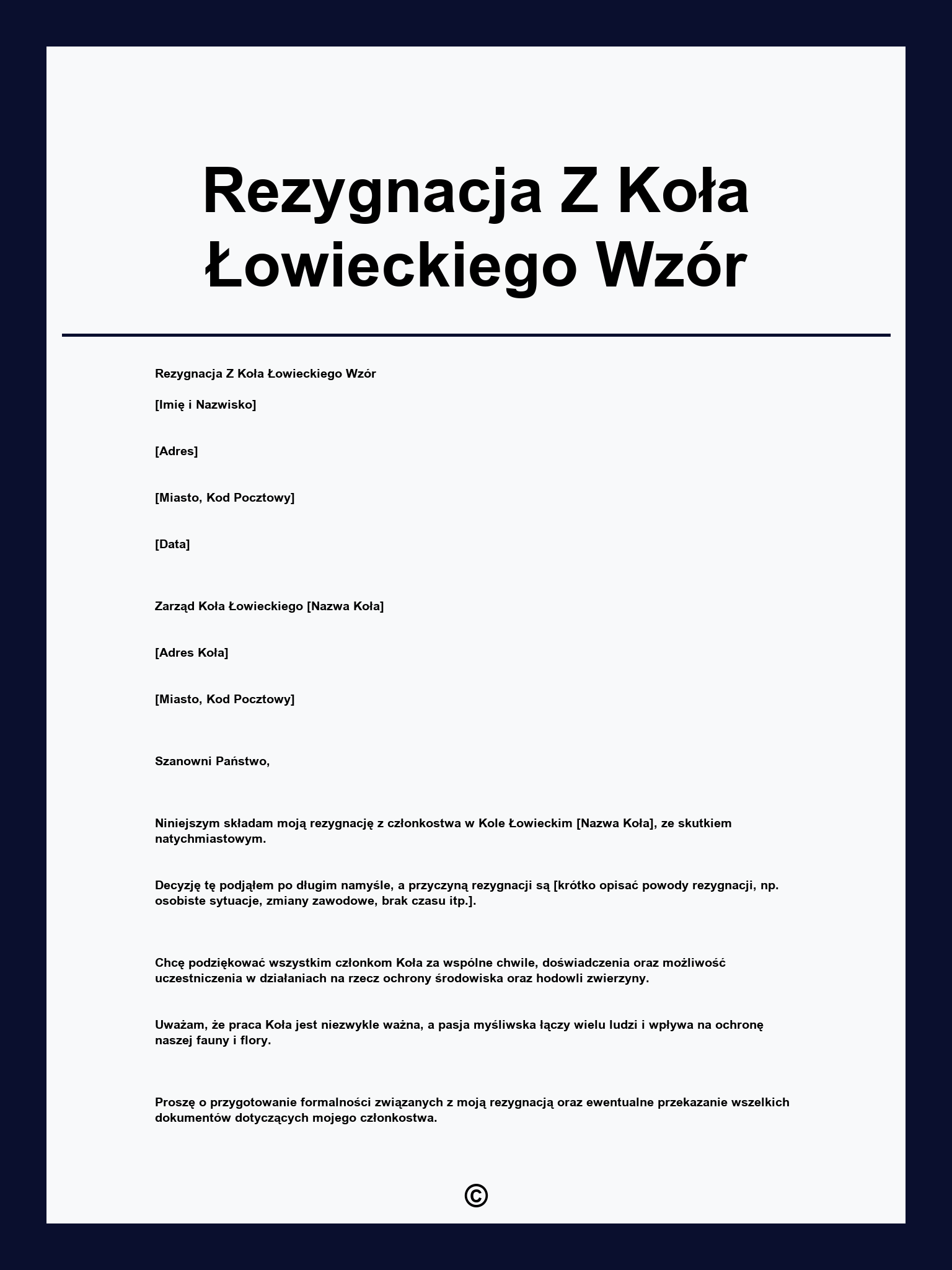 Rezygnacja Z Koła Łowieckiego Wzór