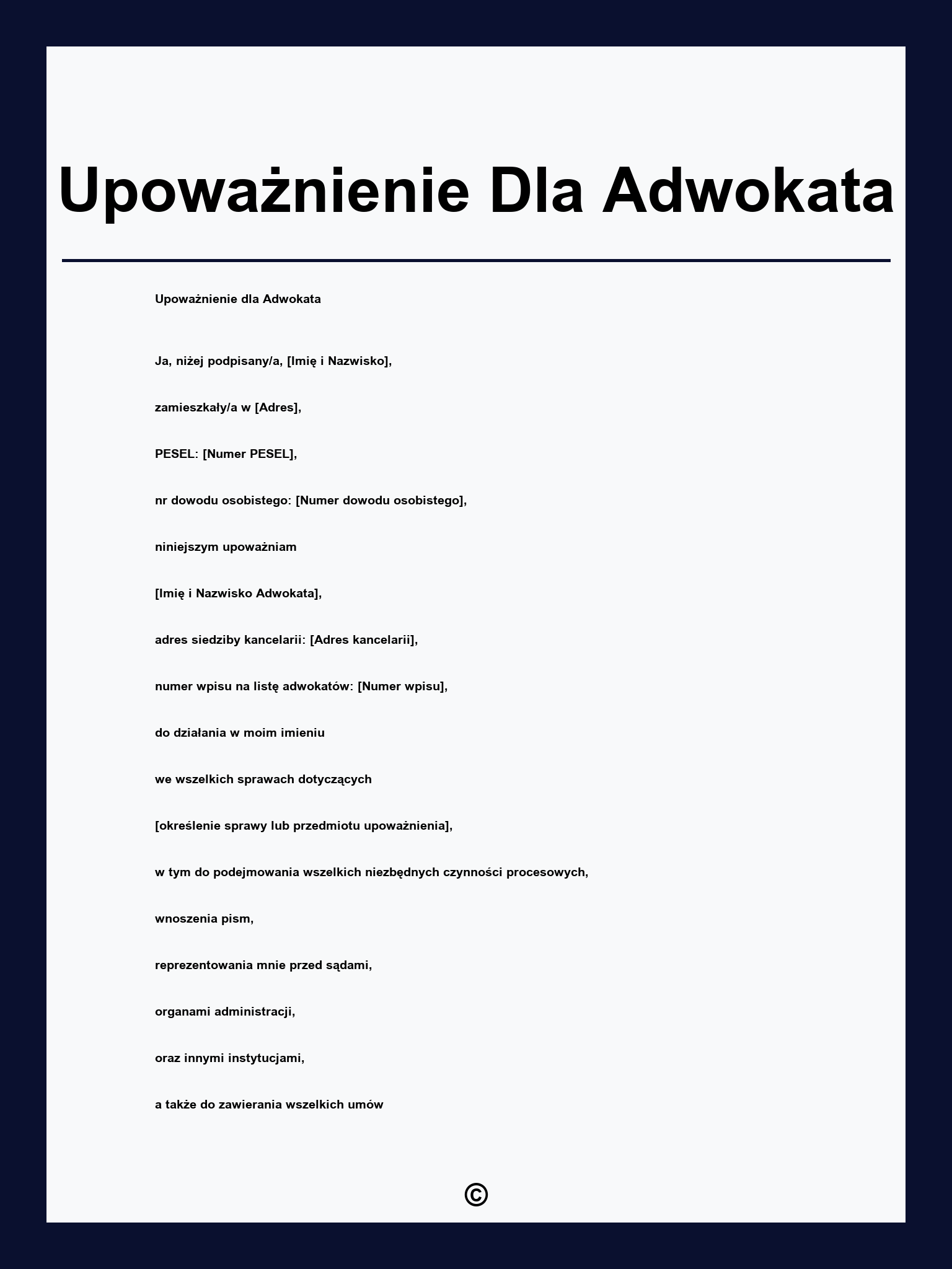 Upoważnienie Dla Adwokata
