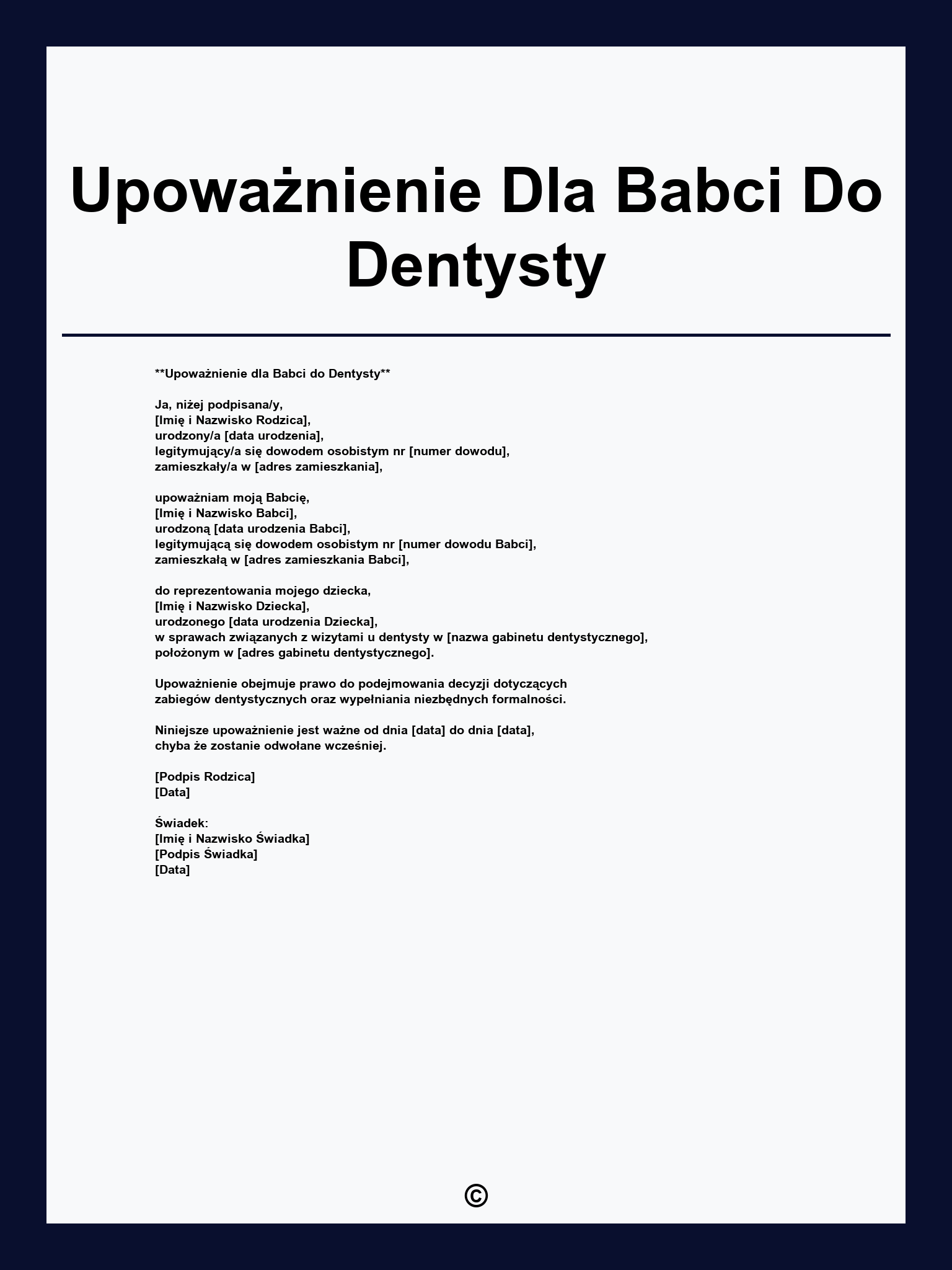 Upoważnienie Dla Babci Do Dentysty