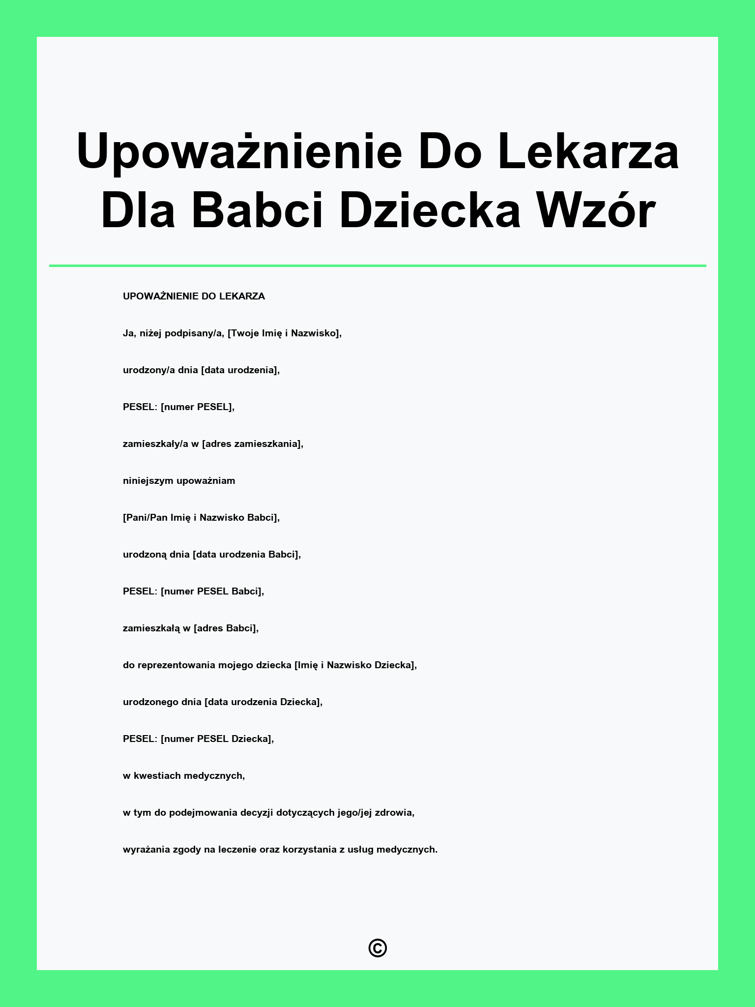 Upoważnienie Do Lekarza Dla Babci Dziecka Wzór