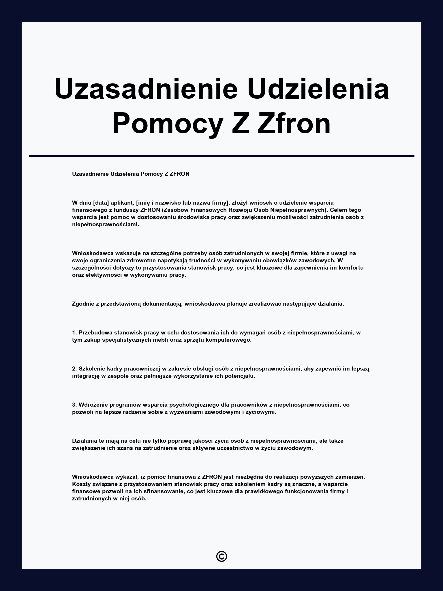 Uzasadnienie Udzielenia Pomocy Z Zfron