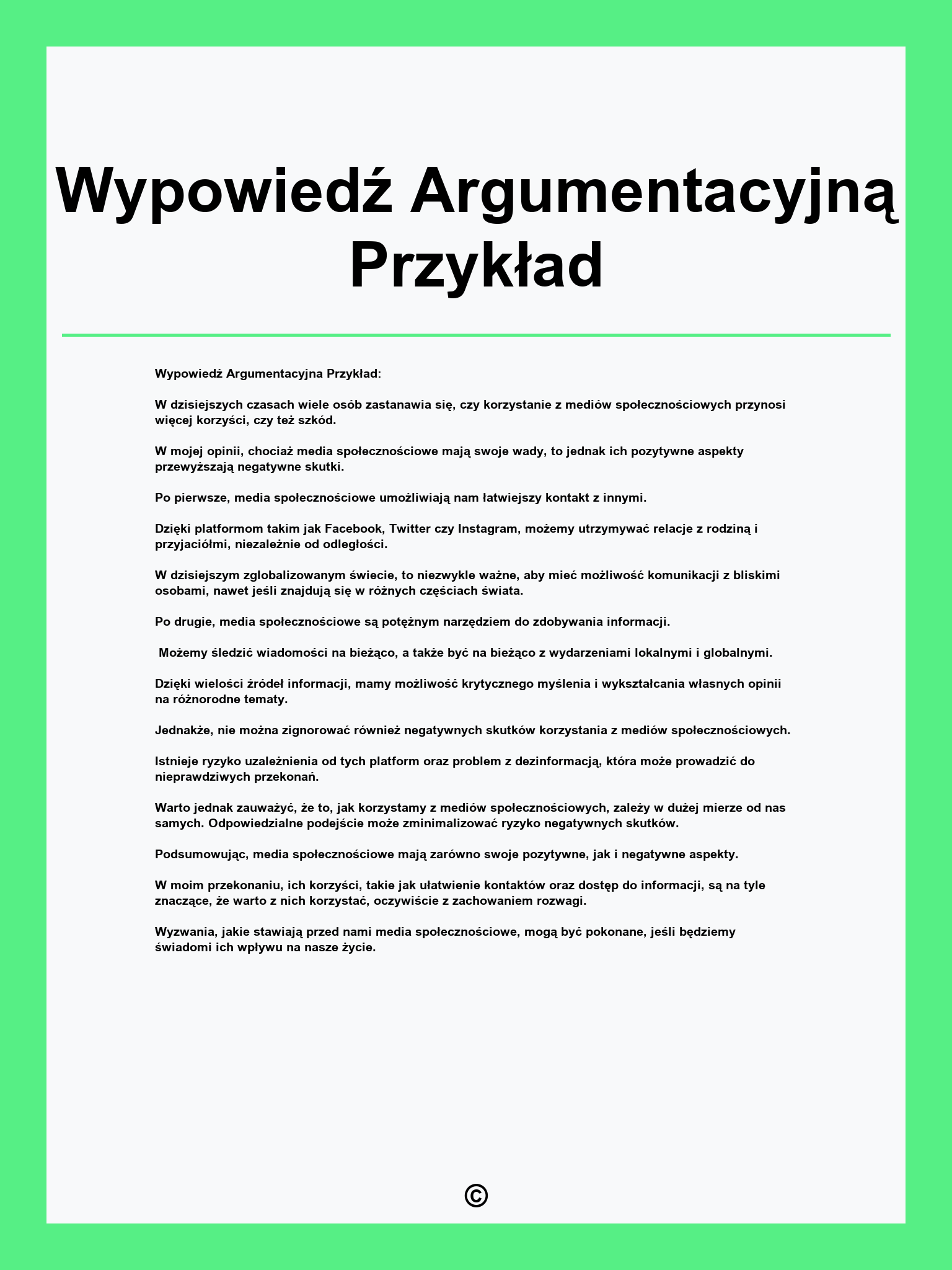 Wypowiedź Argumentacyjną Przykład