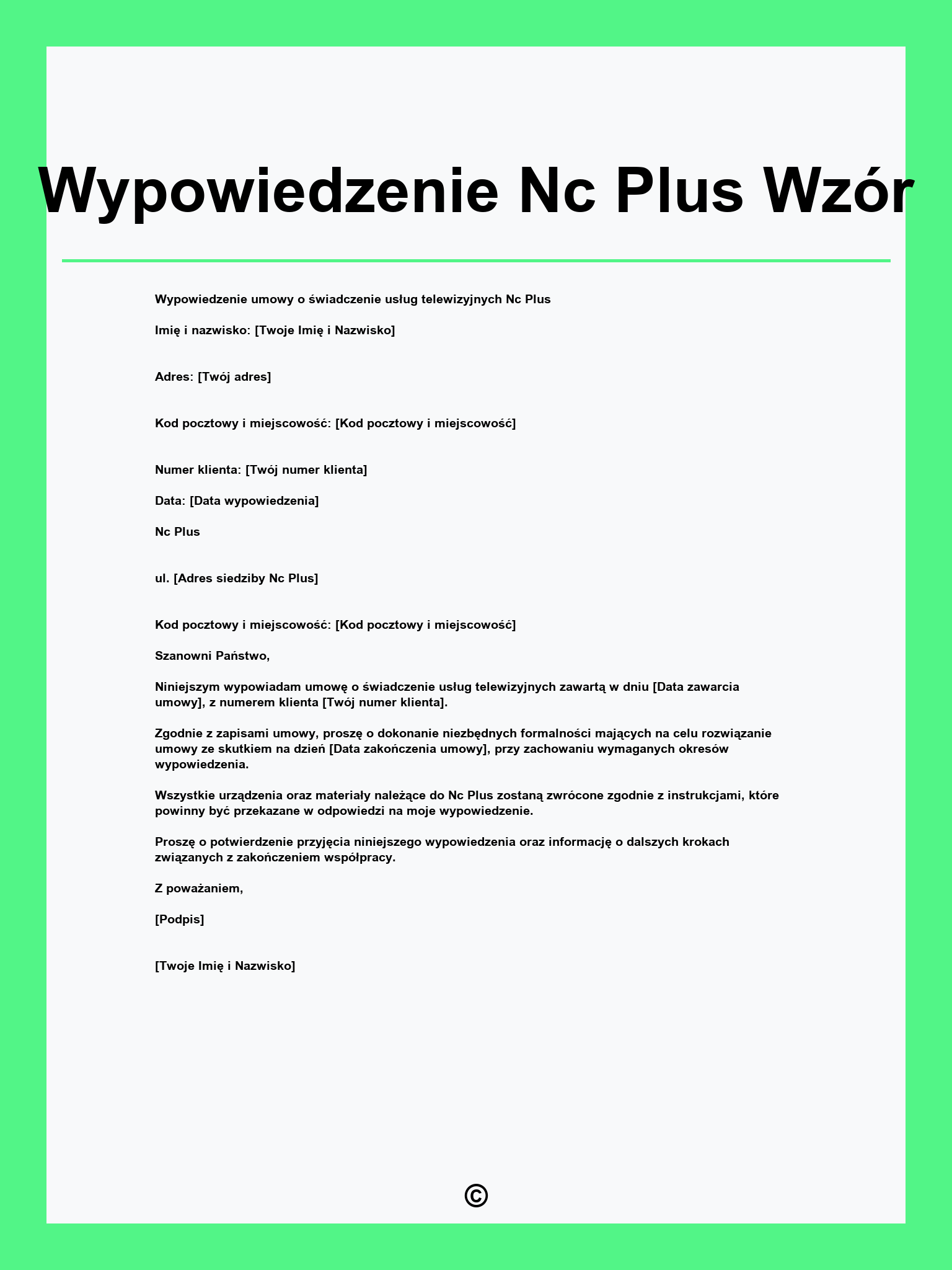Wypowiedzenie Nc Plus Wzór