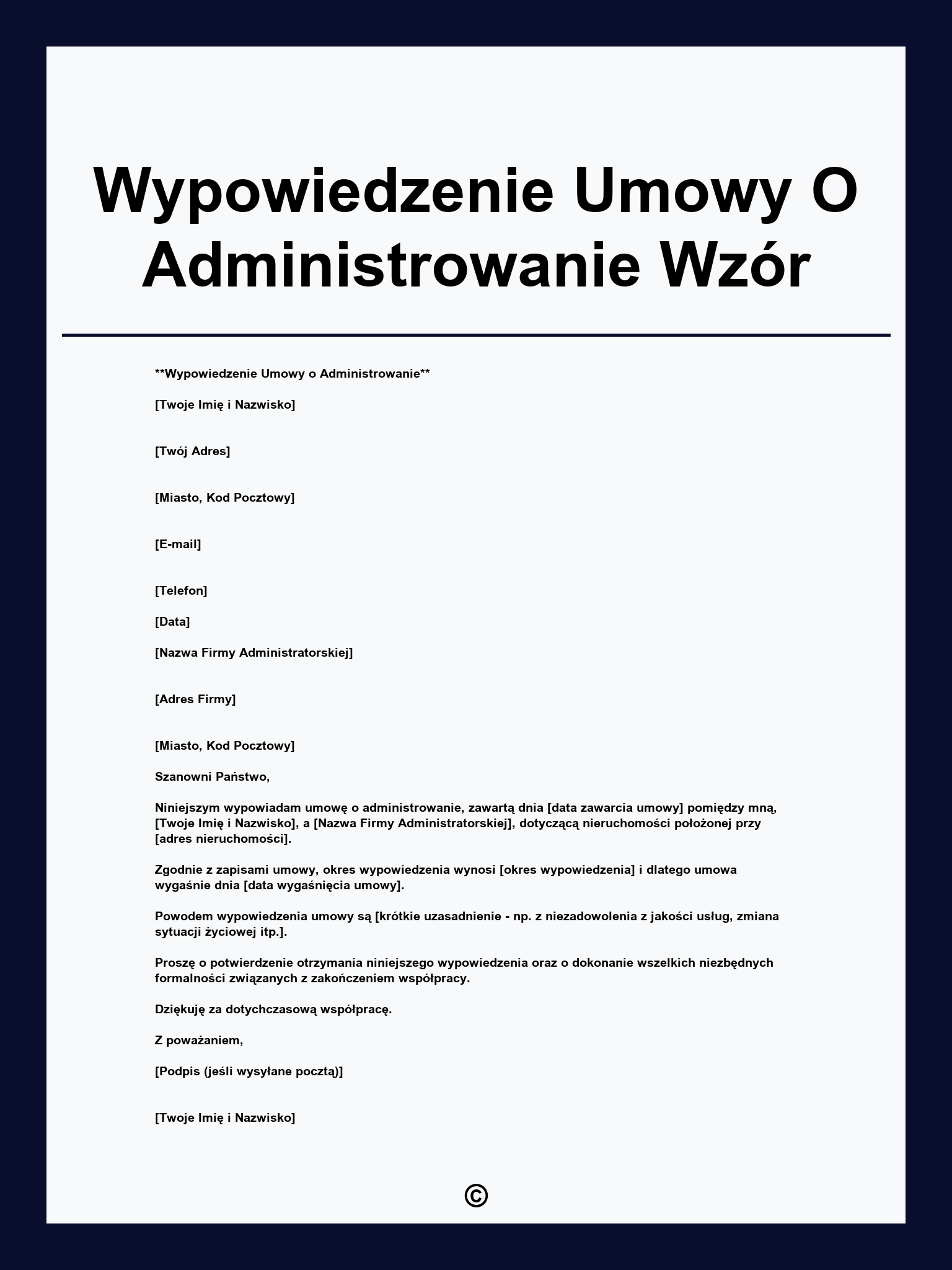 Wypowiedzenie Umowy O Administrowanie Wzór