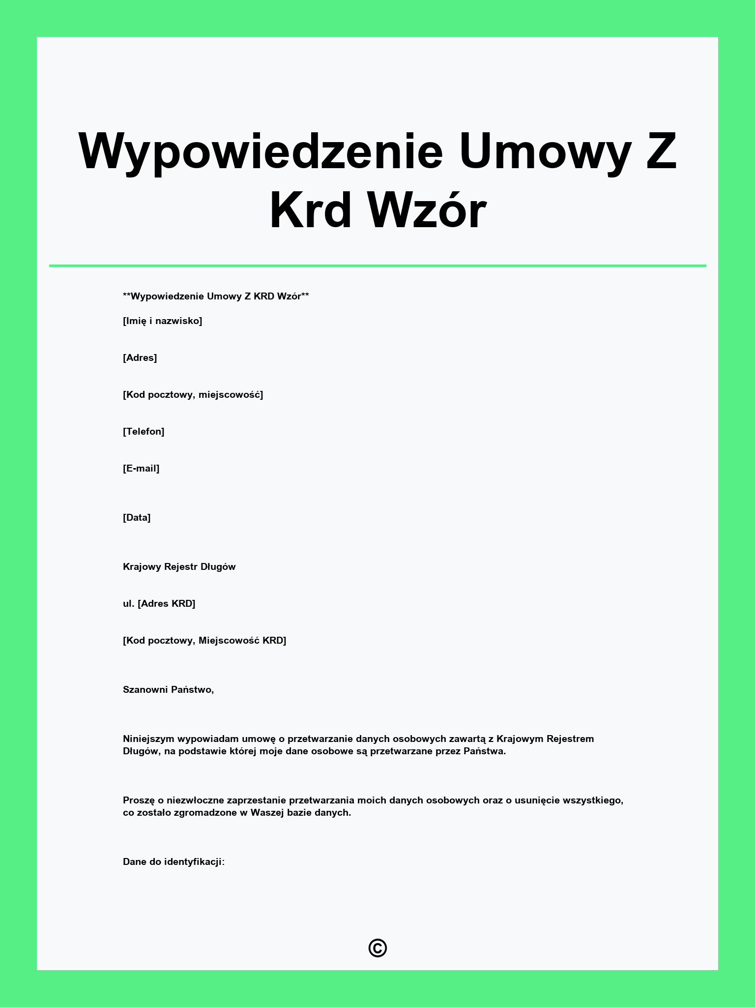 Wypowiedzenie Umowy Z Krd Wzór