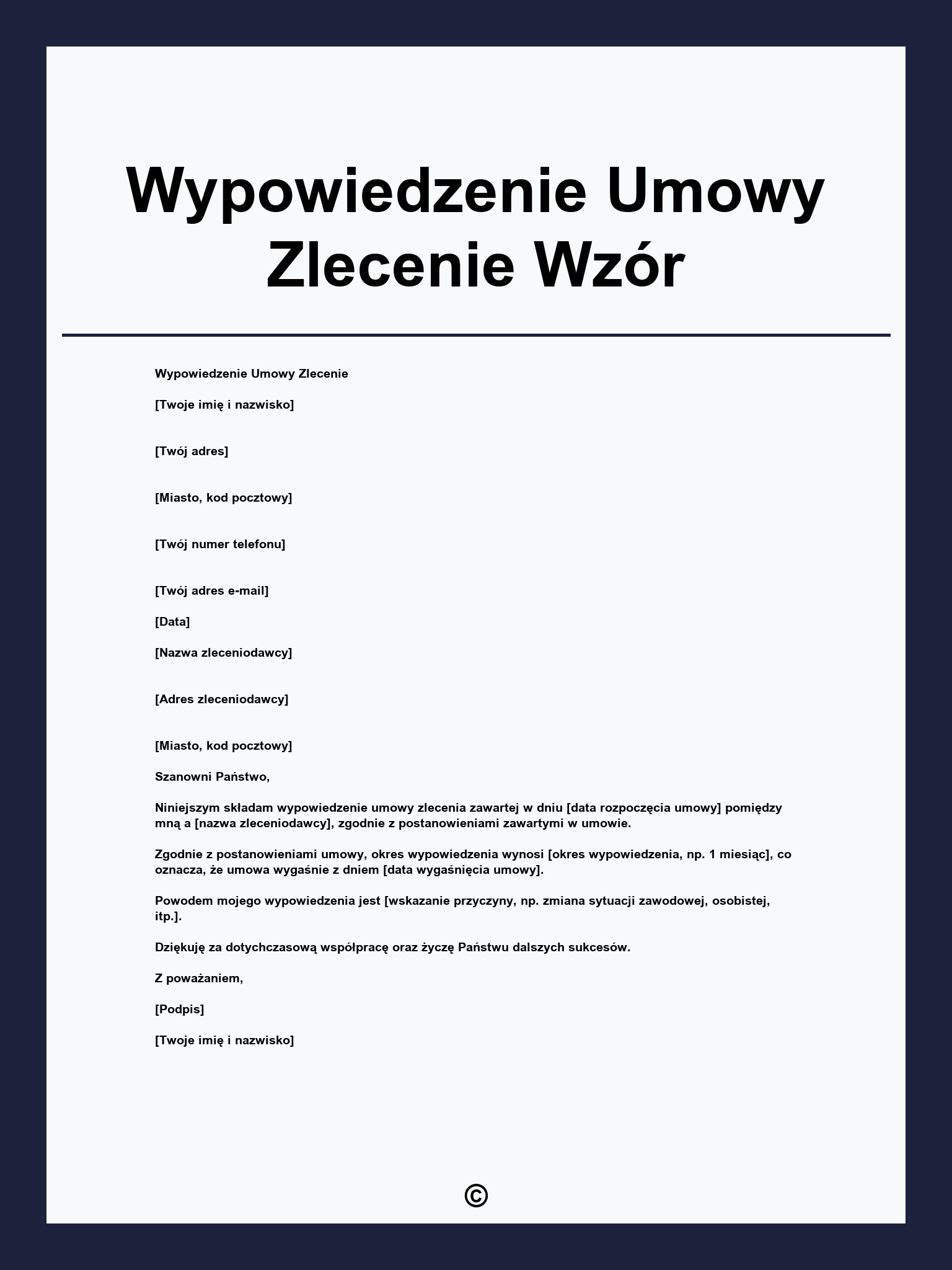 Wypowiedzenie Umowy Zlecenie Wzór