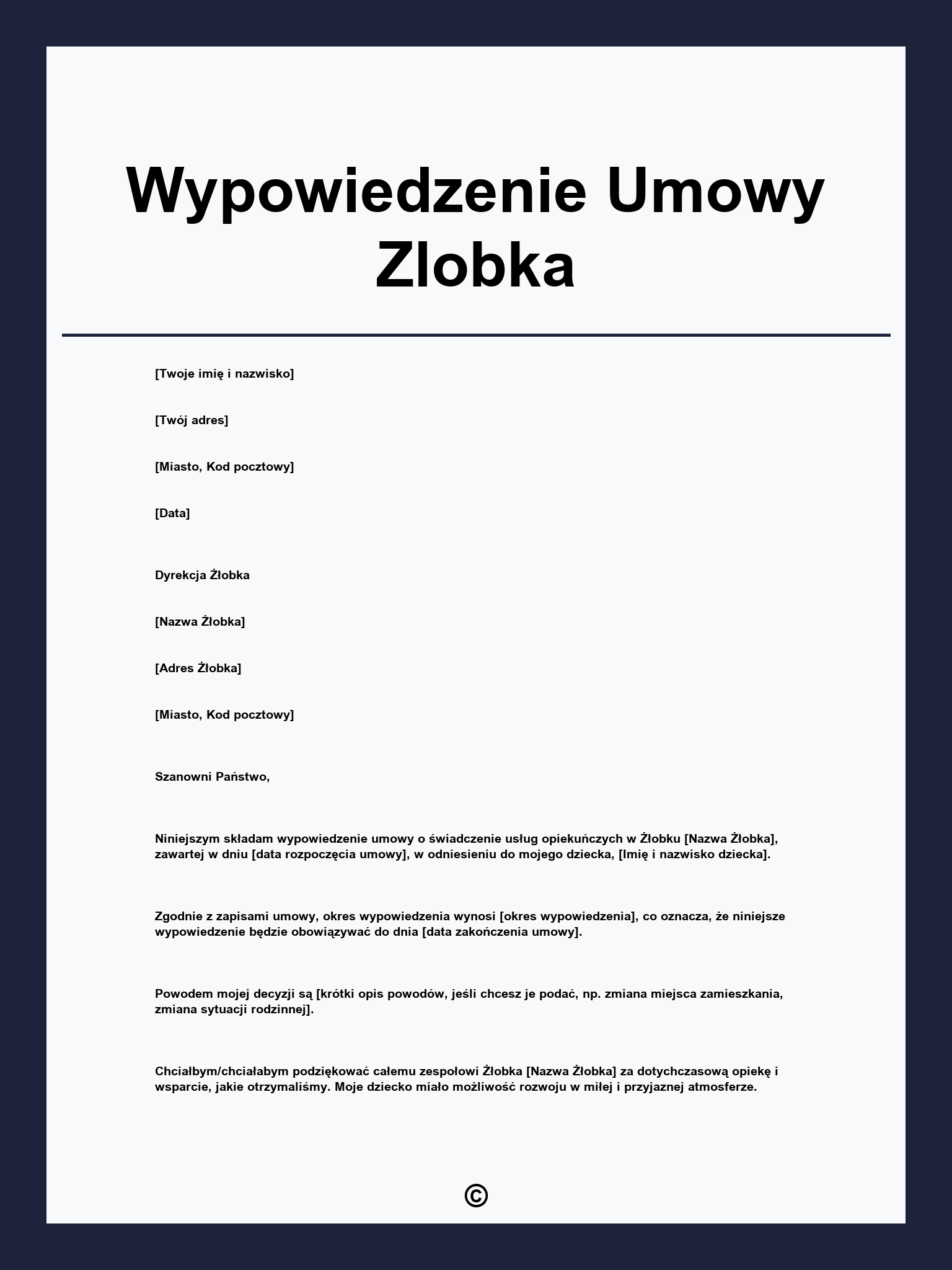 Wypowiedzenie Umowy Zlobka