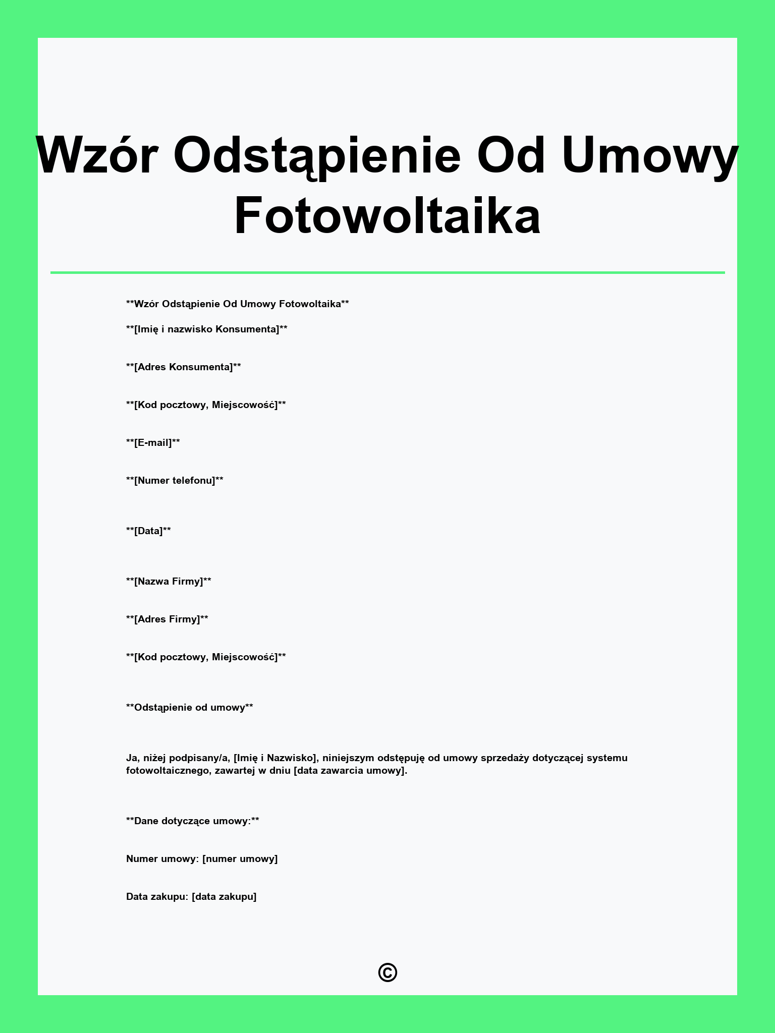 Wzór Odstąpienie Od Umowy Fotowoltaika