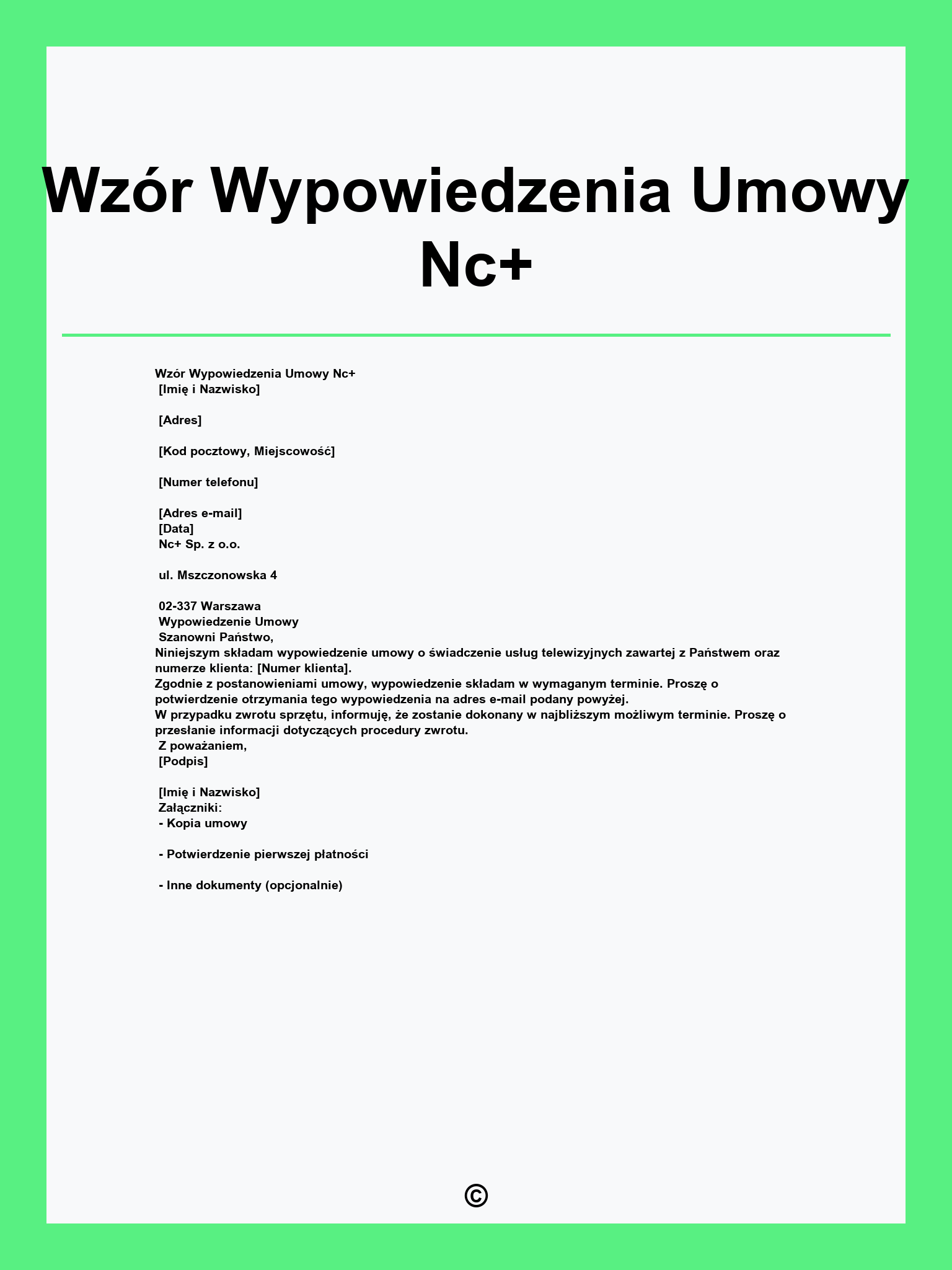 Wzór Wypowiedzenia Umowy Nc+