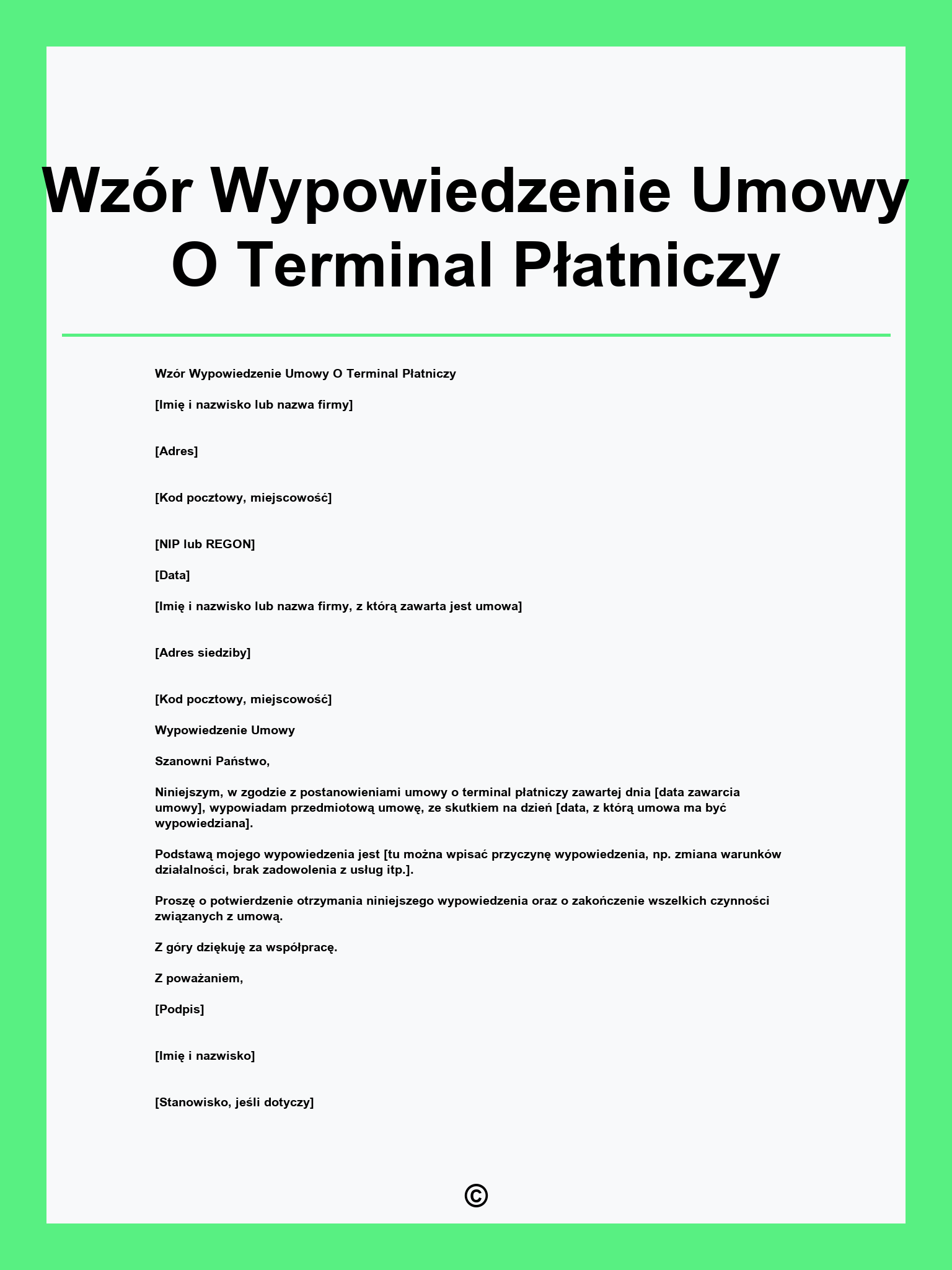 Wzór Wypowiedzenie Umowy O Terminal Płatniczy