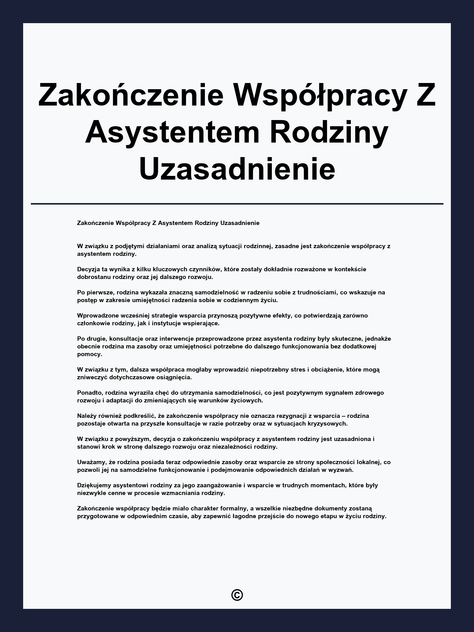 Zakończenie Współpracy Z Asystentem Rodziny Uzasadnienie