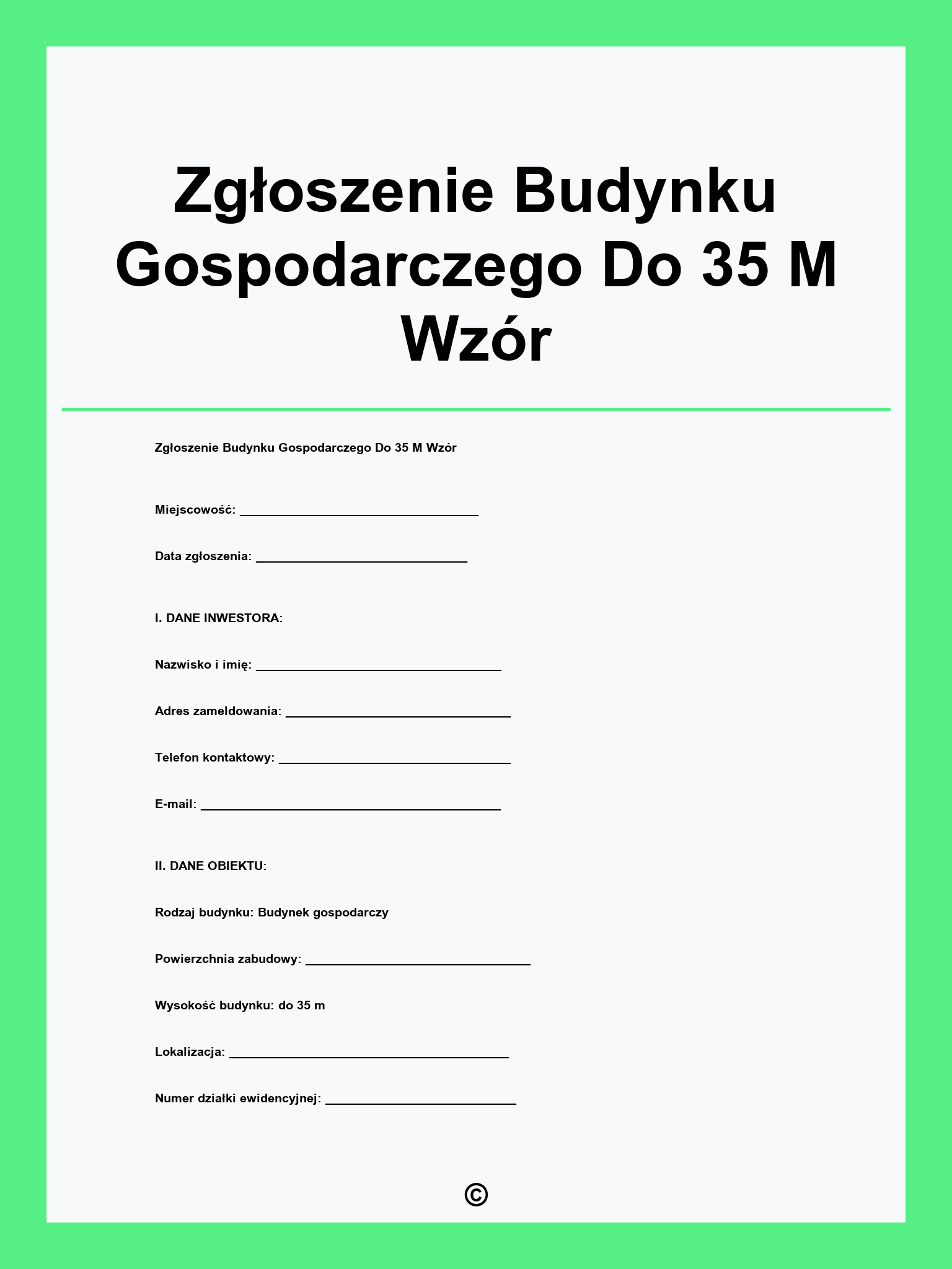 Zgłoszenie Budynku Gospodarczego Do 35 M Wzór