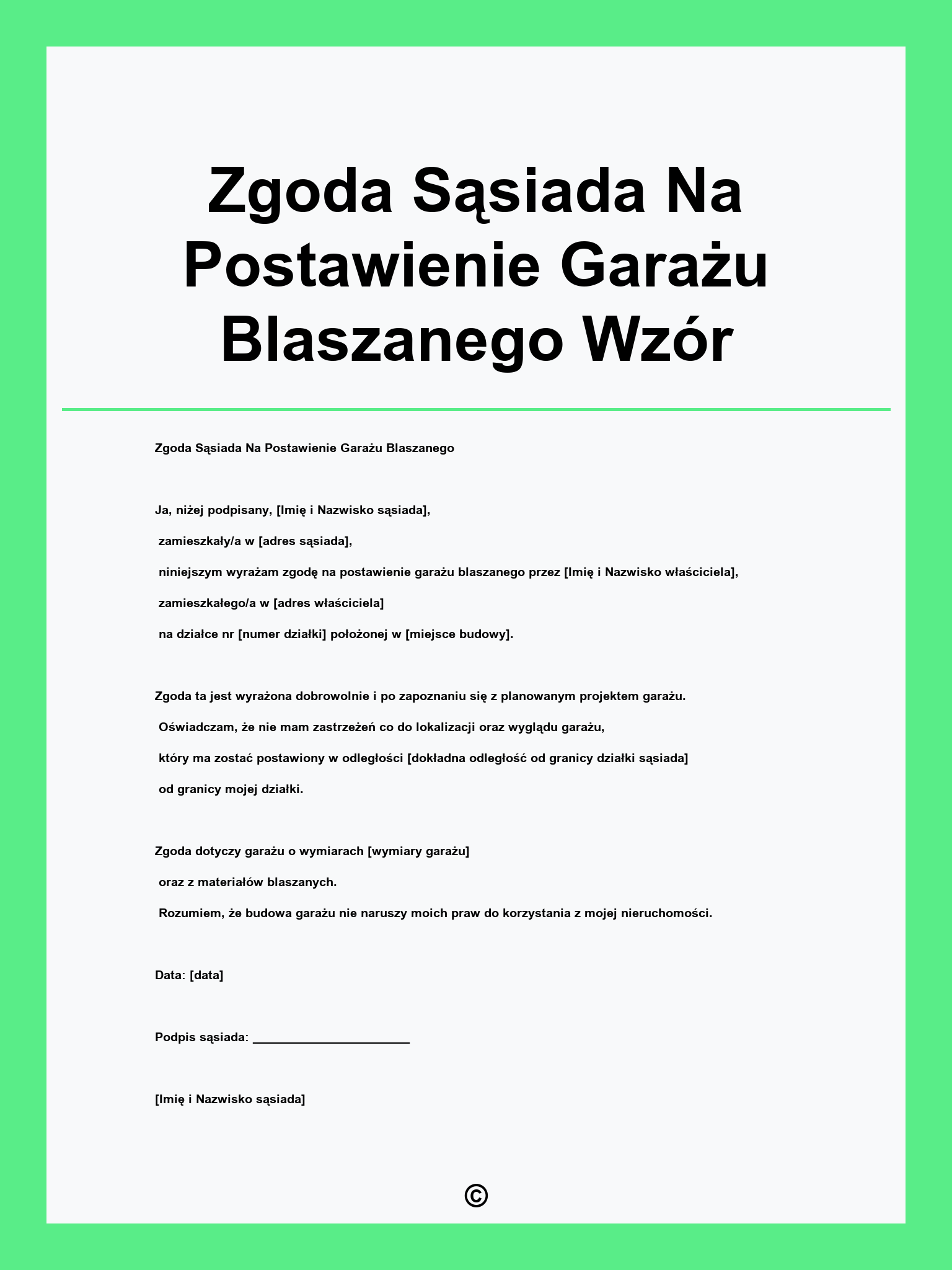 Zgoda Sąsiada Na Postawienie Garażu Blaszanego Wzór