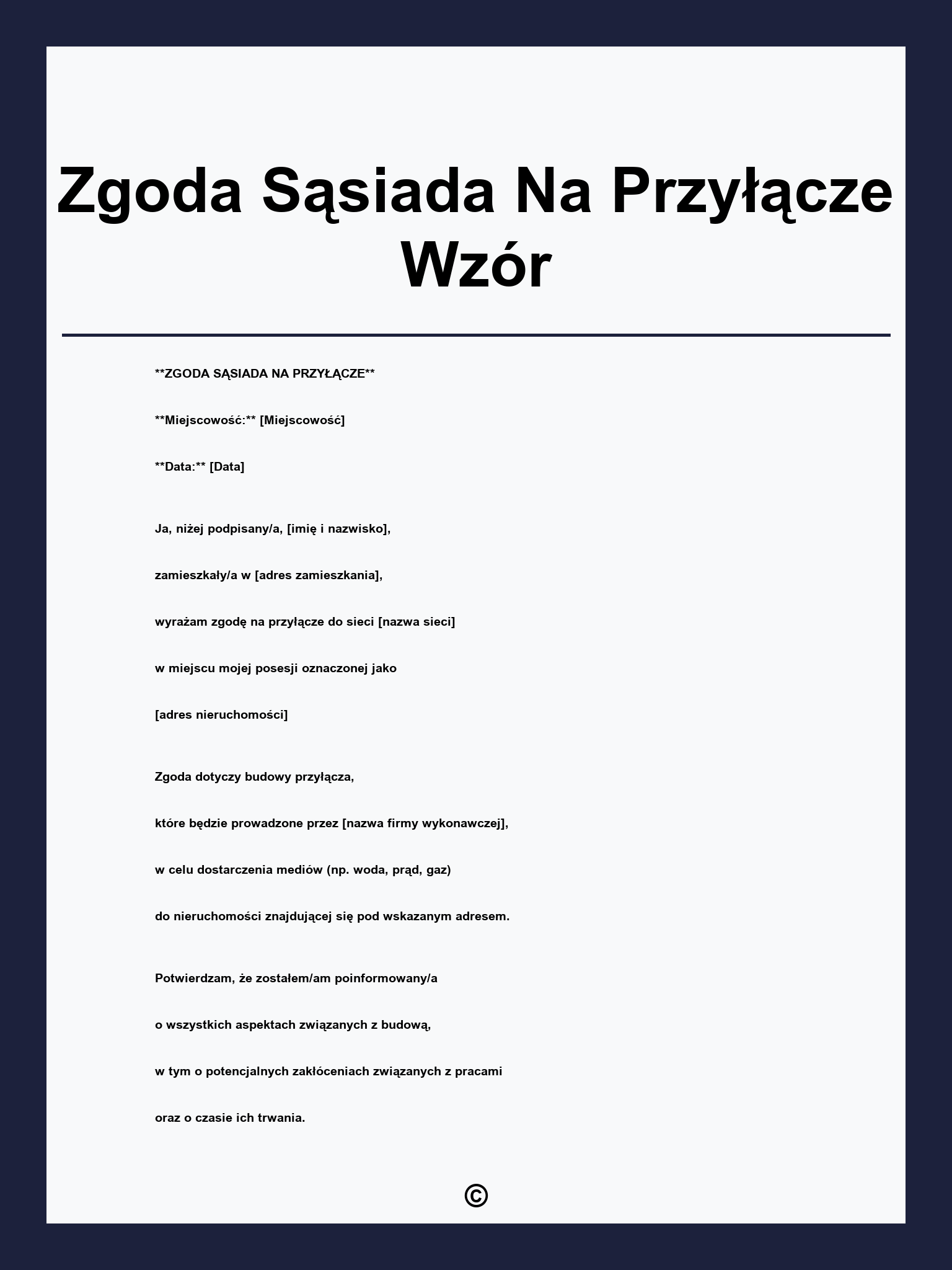 Zgoda Sąsiada Na Przyłącze Wzór